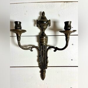 VINTAGE BRASS WALL CANDLE HOLDER – DOUBLE ARM